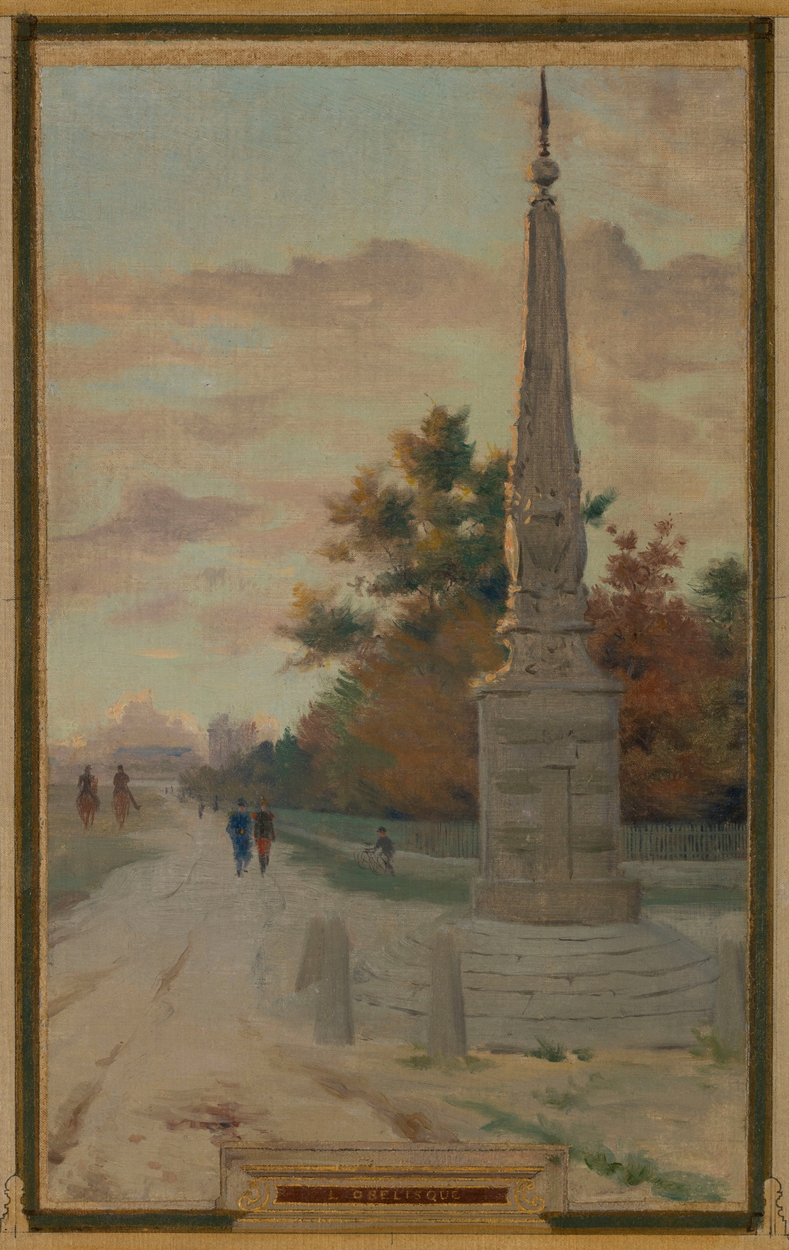L’Obélisque by Maurice Chabas, oil on canvas depicting a towering obelisk with soft shadows.