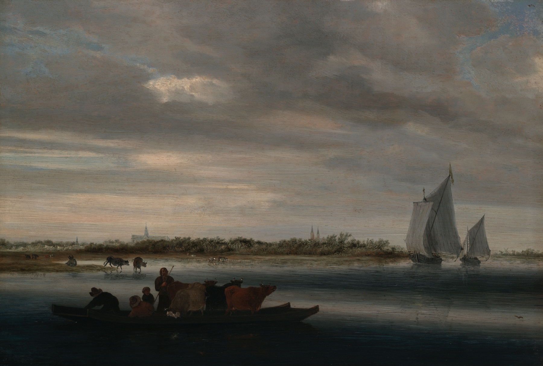 View of Alkmaar by Jacob Salomonsz. van Ruysdael, oil on canvas depicting a serene village landscape.