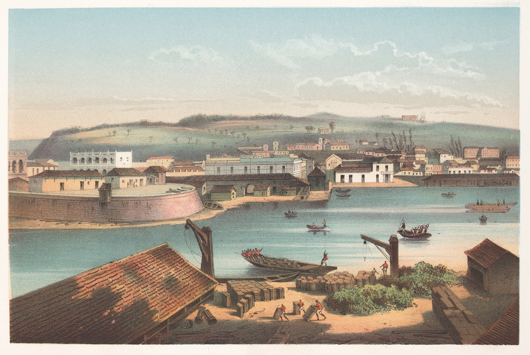 Landscape of Matanzas with water reflections, by Pierre Toussaint Frédéric Mialhe, oil painting