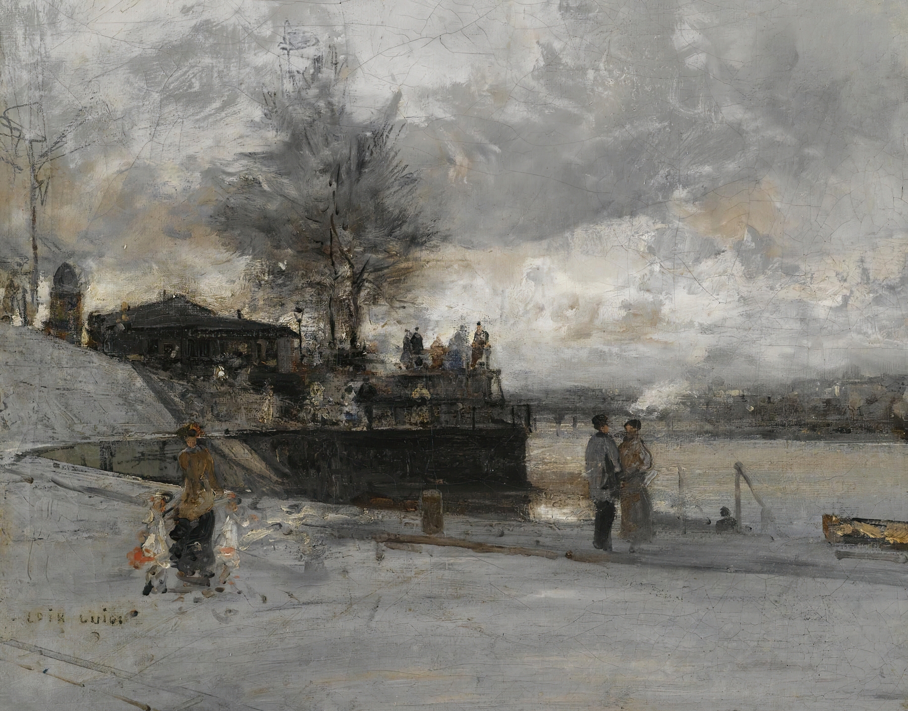 Landscape of Quai Au Bord De La Seine, Paris by Luigi Loir, oil painting