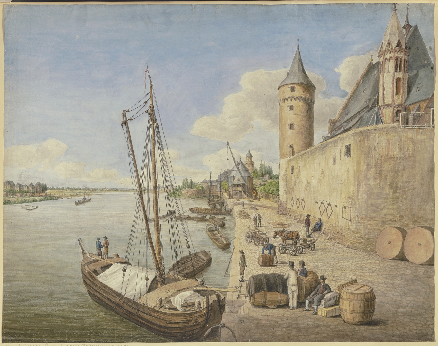Landscape featuring the St. Leonhardtskirche and the Main river by Ursula Magdalena Reinheimer