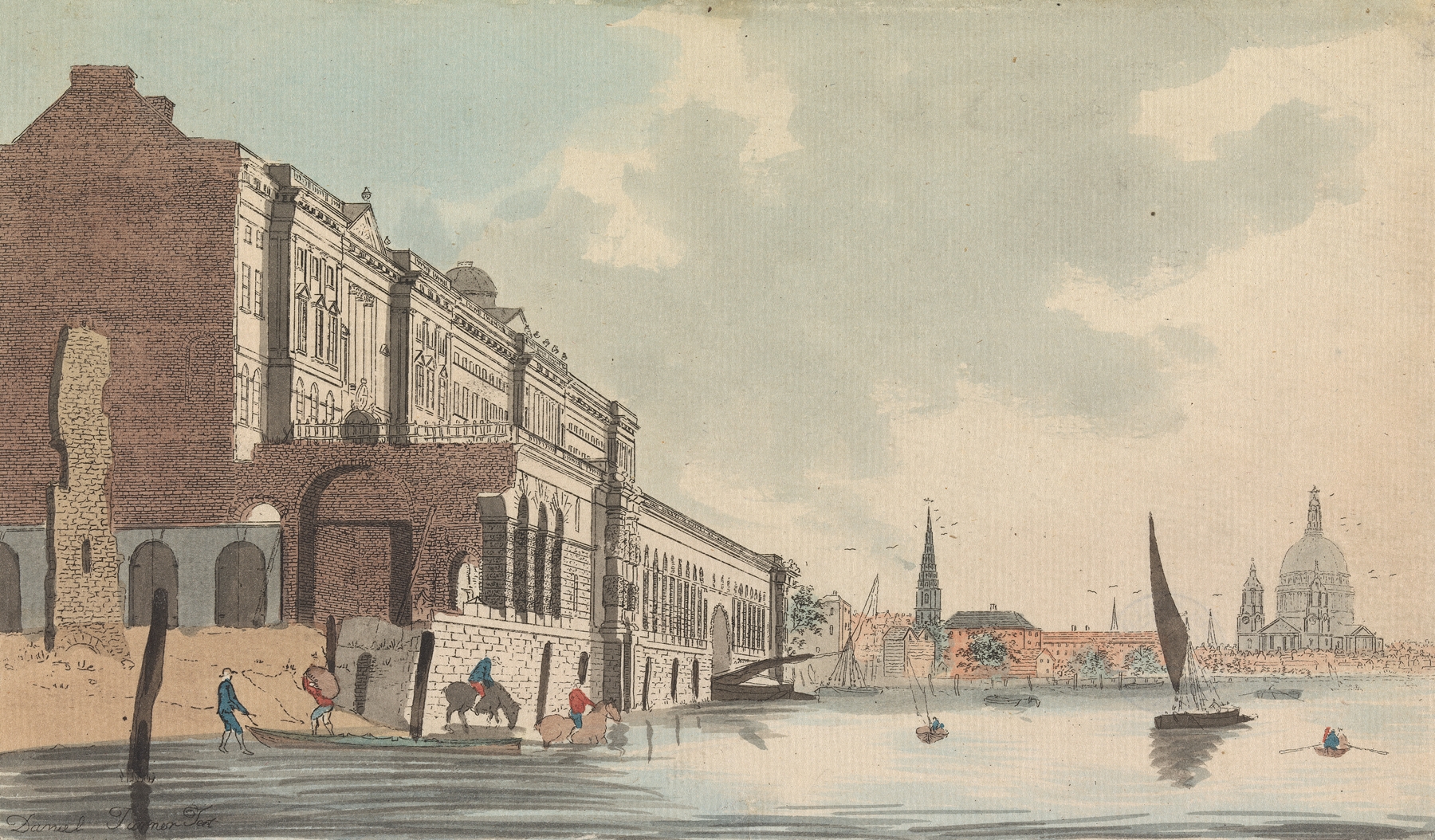 Somerset House and the Adelphi from the River, oil painting by Daniel Turner