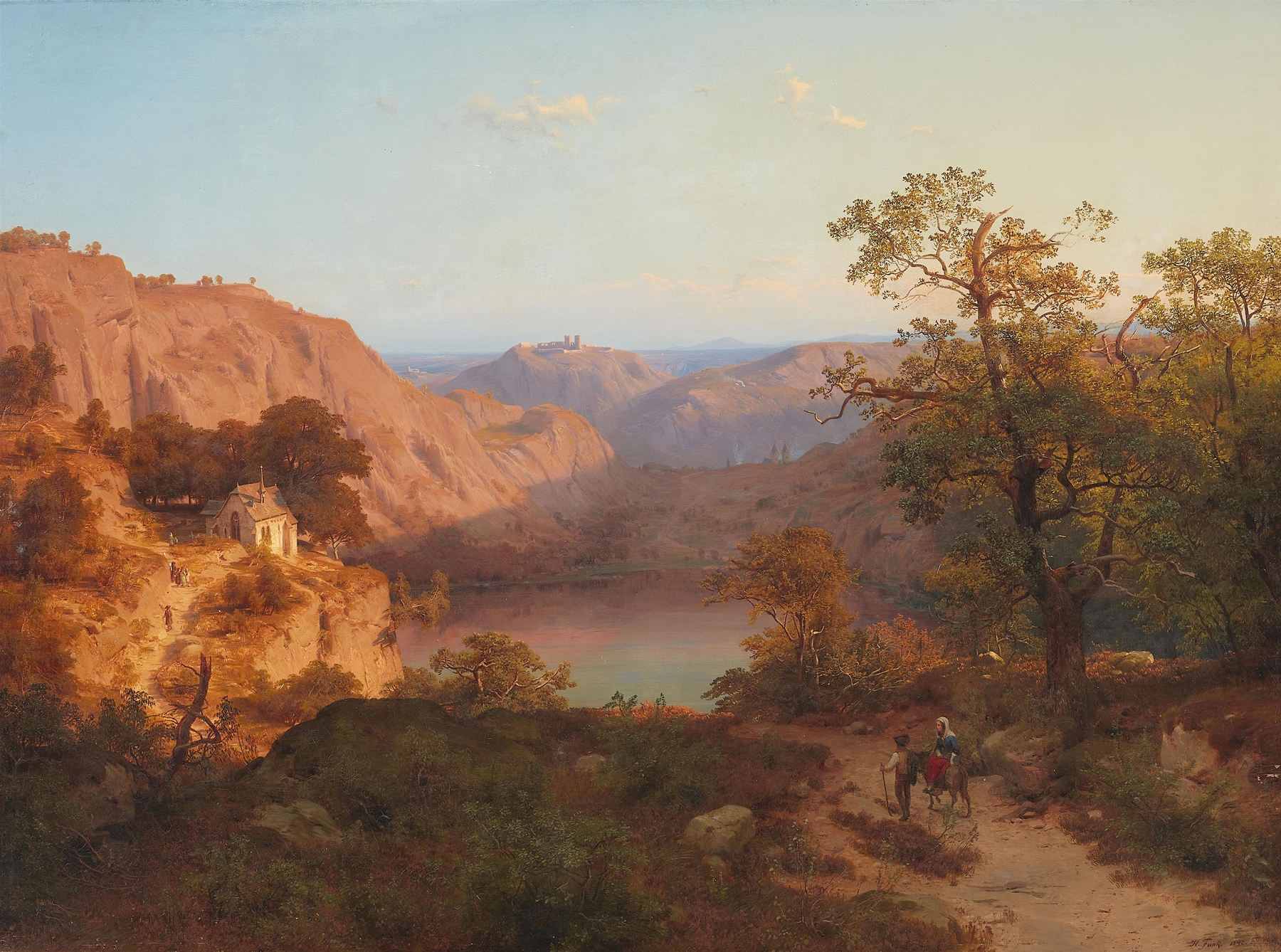 Eifellandschaft by Heinrich Funk, oil painting depicting hills and a serene sky.