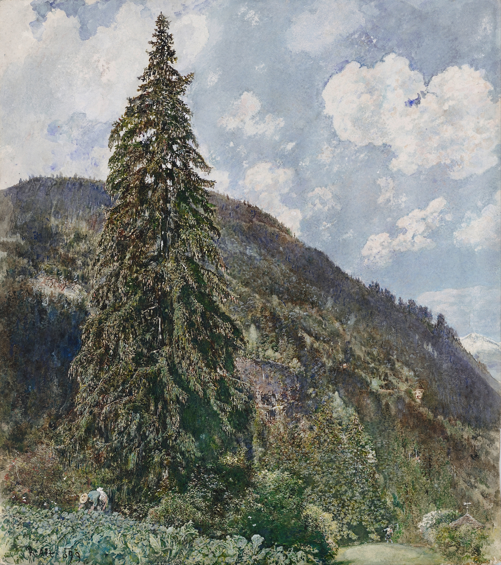 The old Spruce in Bad Gastein, by Rudolf von Alt, public domain