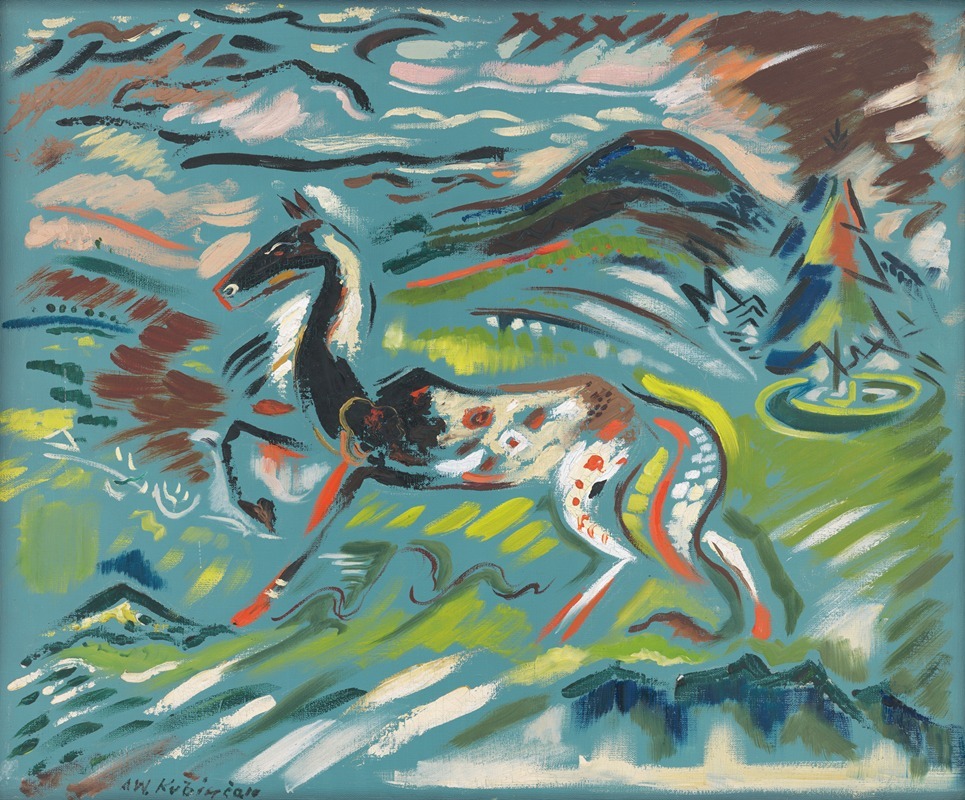A painting of a horse by Arnold Peter Weisz-Kubínčan.