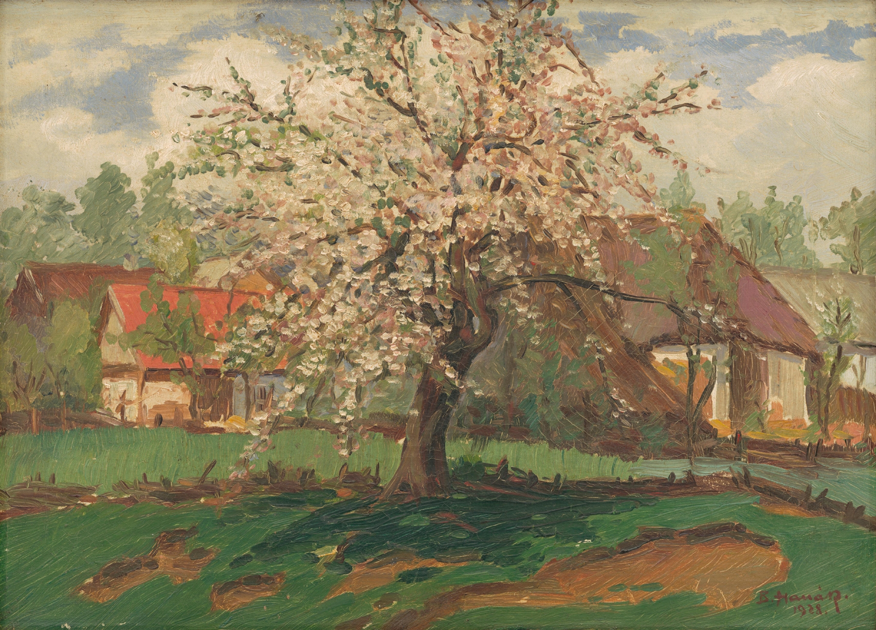 Landscape with Trees in Bloom, oil on canvas by Bohumil Hanák