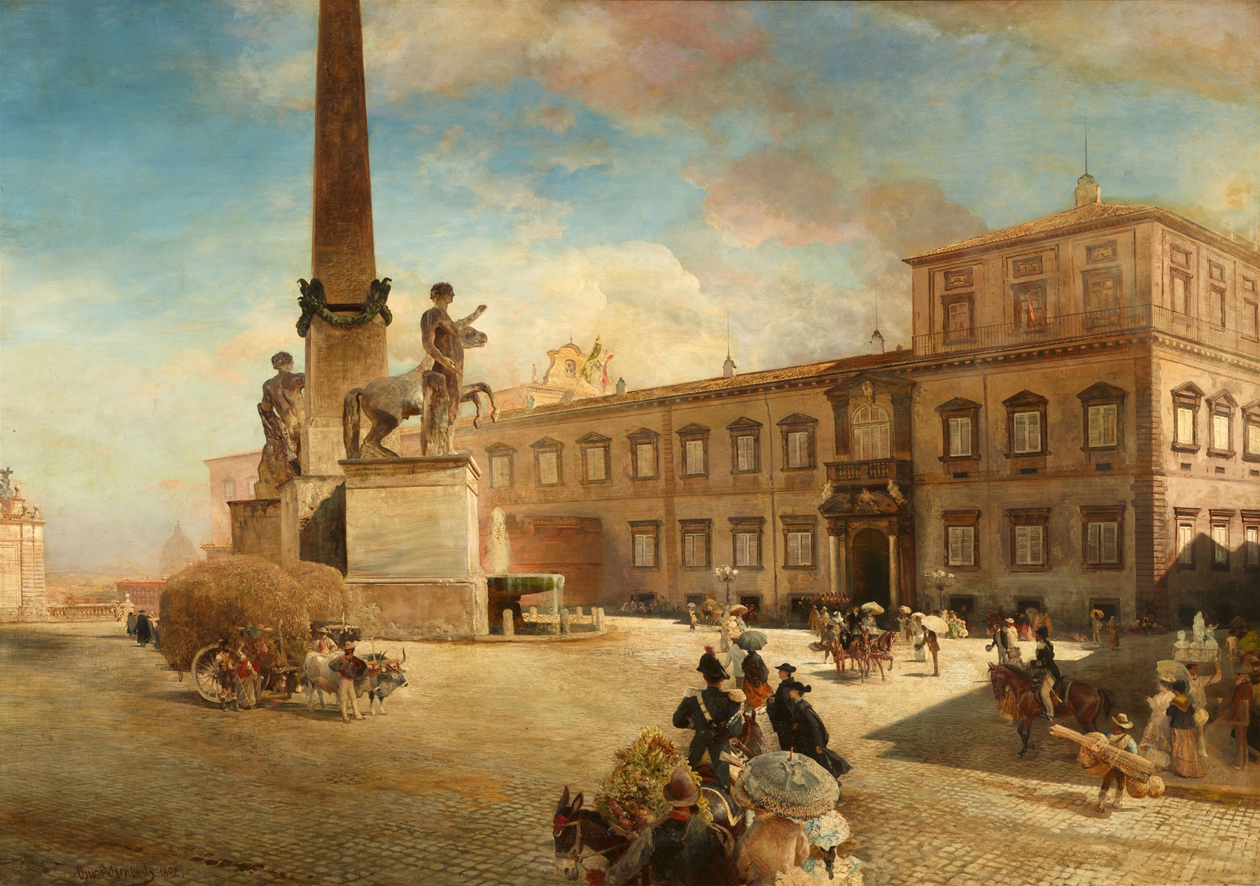 Der Quirinalspalast in Rom, by Oswald Achenbach, public domain