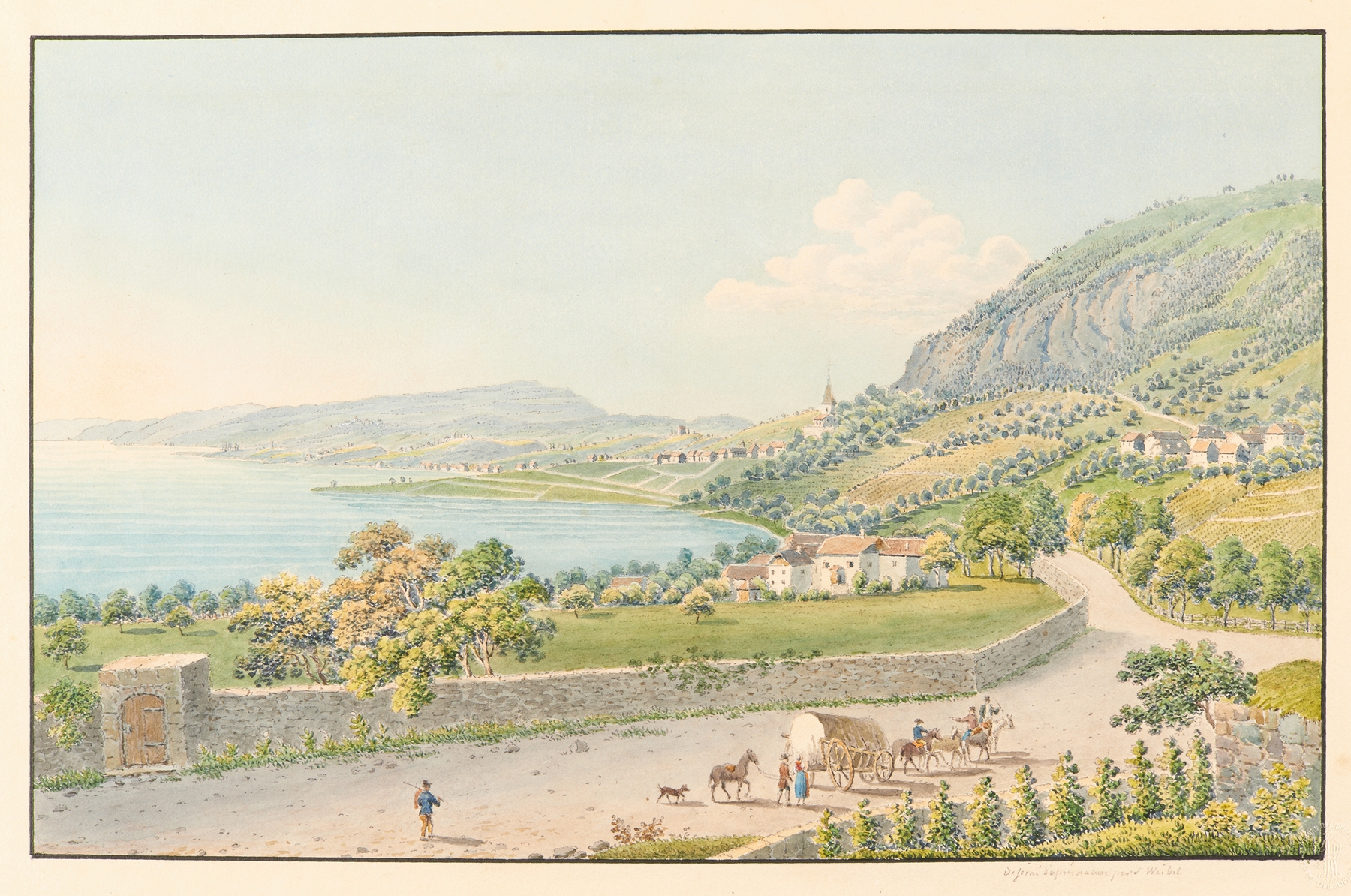 Vue des environs de Montreux et de Clarens, by Jakob Samuel Weibel, public domain