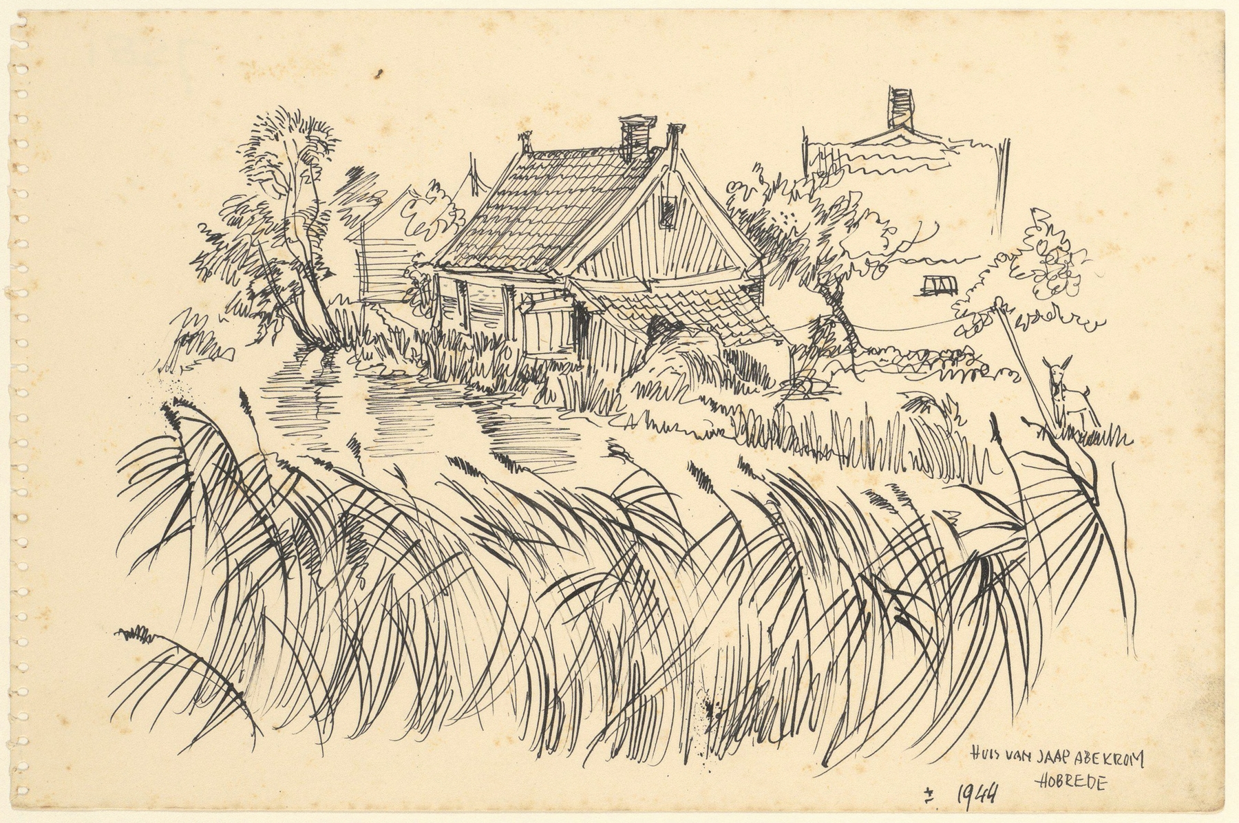 Modernism artwork by Maarten Oortwijn depicting a house against swirling skies and earthy tones