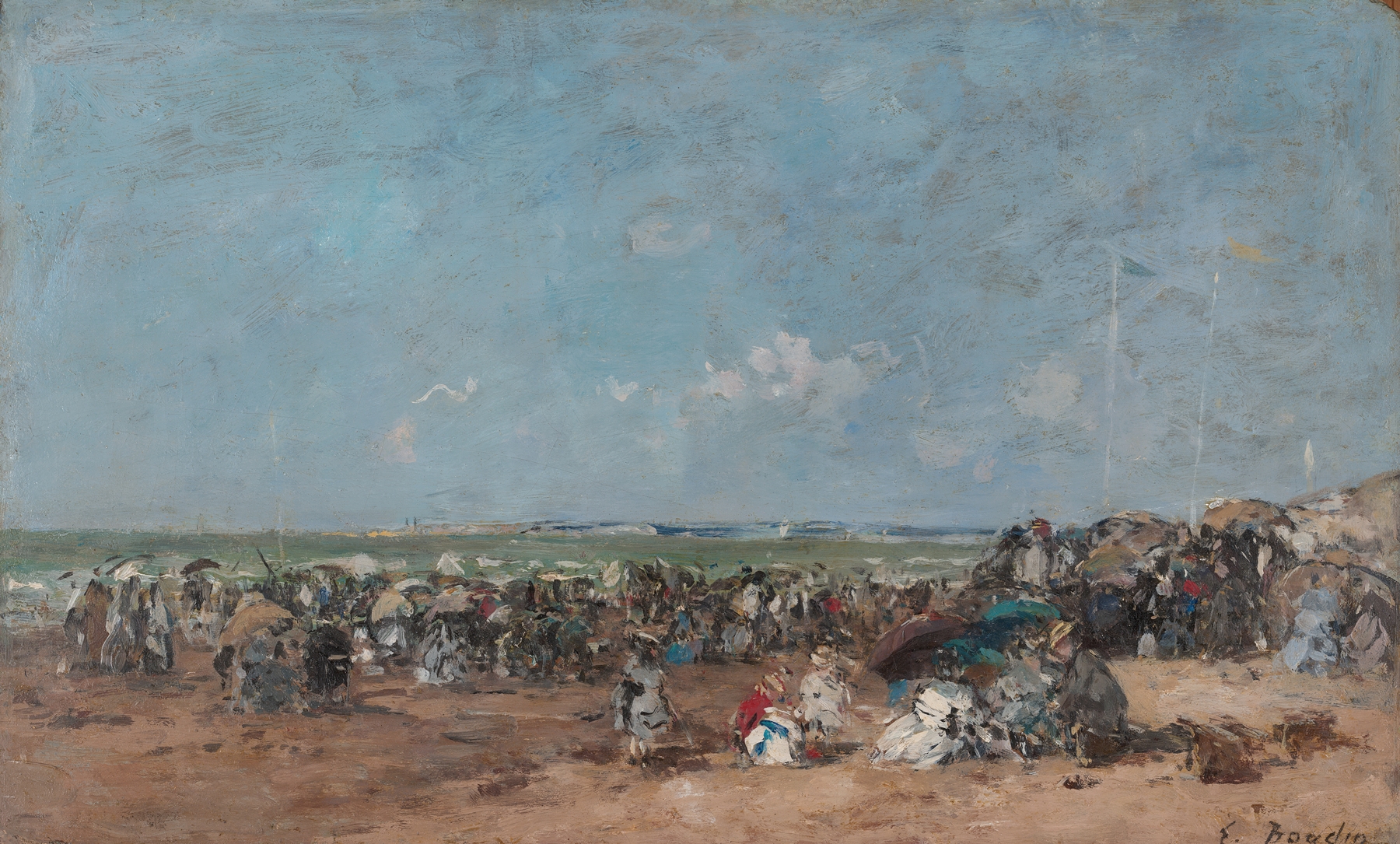 Beach Scene in Trouville, by Eugène Boudin, public domain