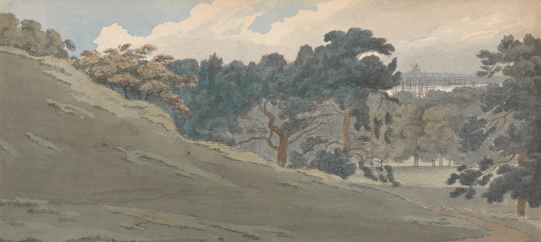 Landscape view from Greenwich Park, oil on canvas by William P. Sherlock