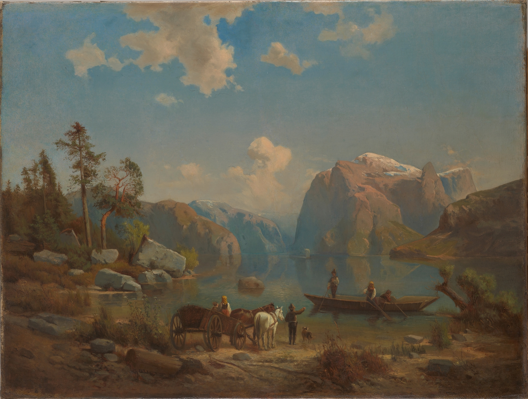 Mountain landscape with a lake by Aleksander Kotsis, oil painting