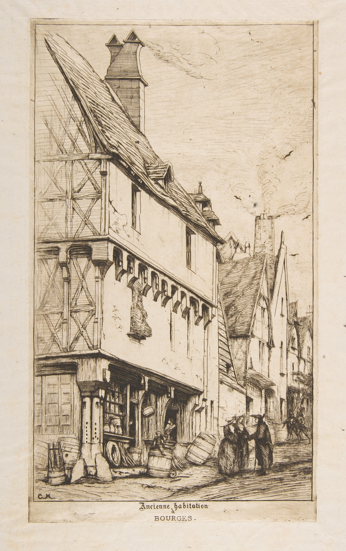An Old House, or The Musician’s House, Bourges, by Charles Meryon, public domain