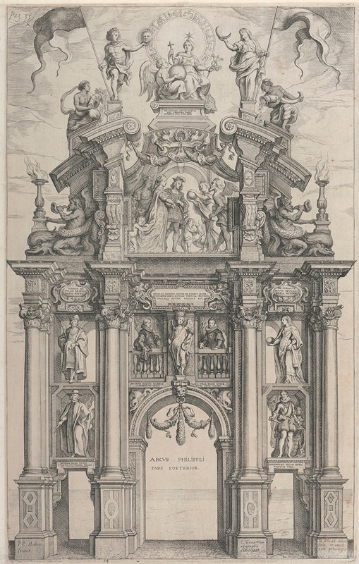 The Triumphal Arch of Philip by Peter Paul Rubens showcases a grand architectural structure.