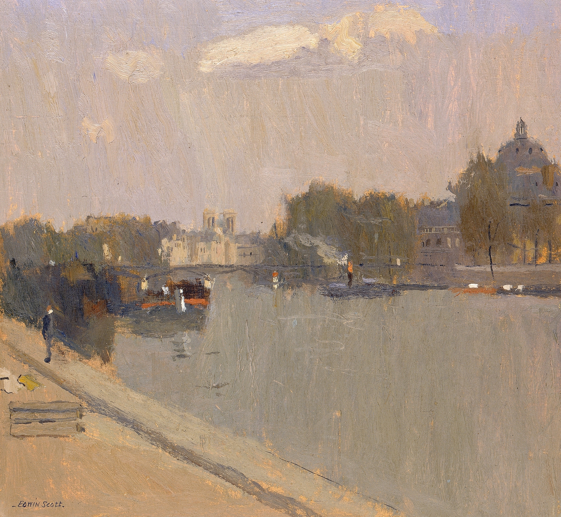 The Seine at Paris (L’Institute)., by Frank Edwin Scott, public domain