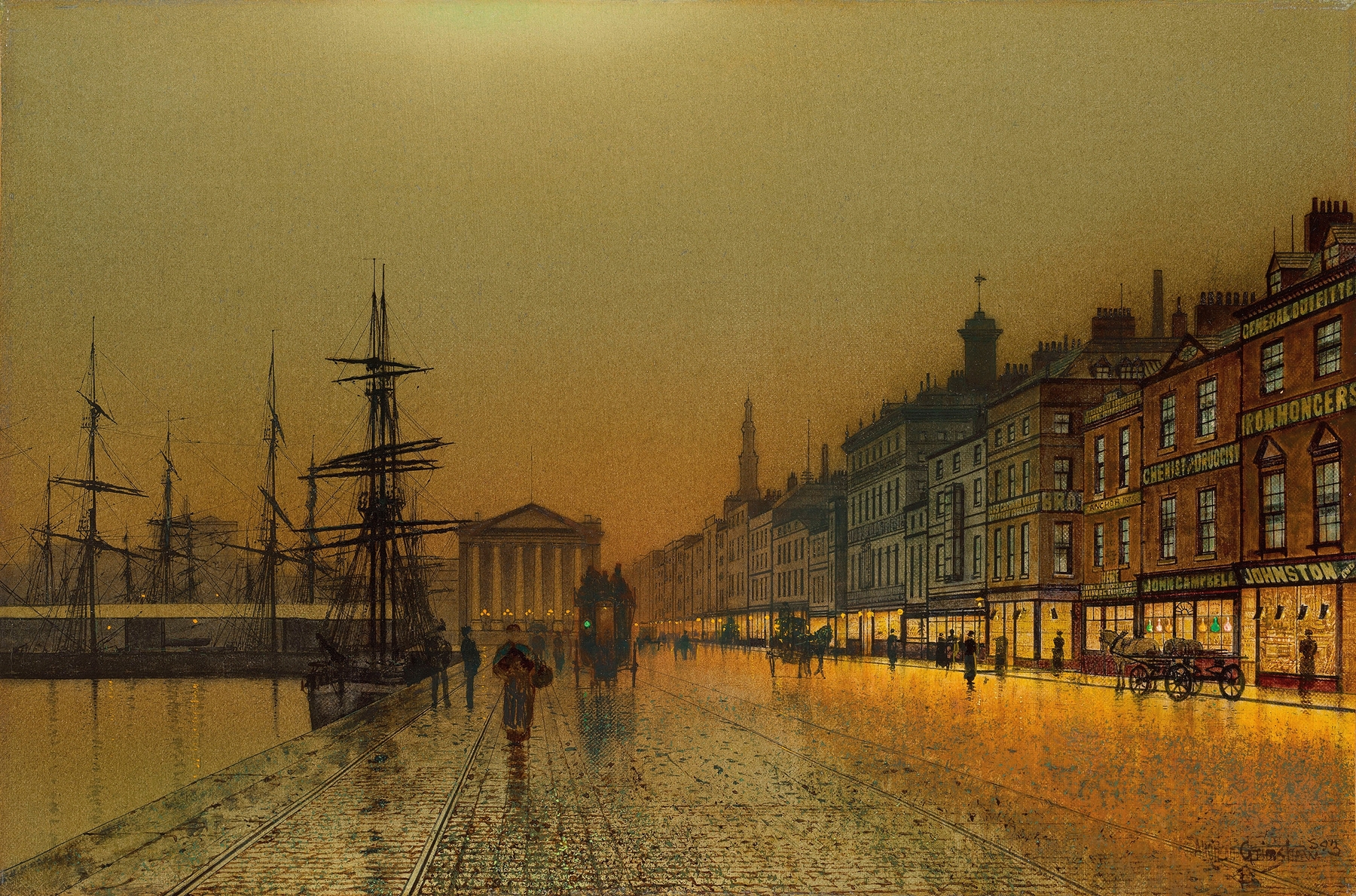 Greenock Harbour at night, by John Atkinson Grimshaw, public domain
