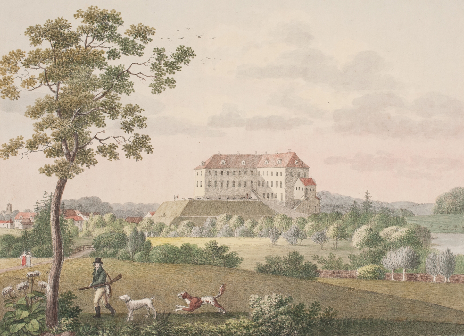 Architecture of Tranekær Slot by Søren L. Lange, oil painting