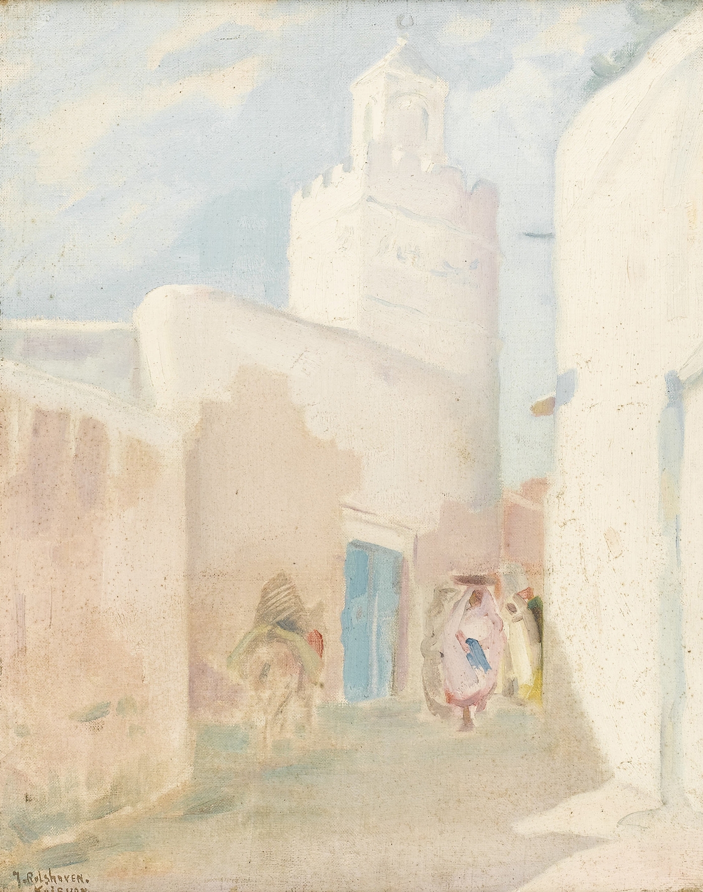 Mosque at Kairouan, by Julius Rolshoven, public domain