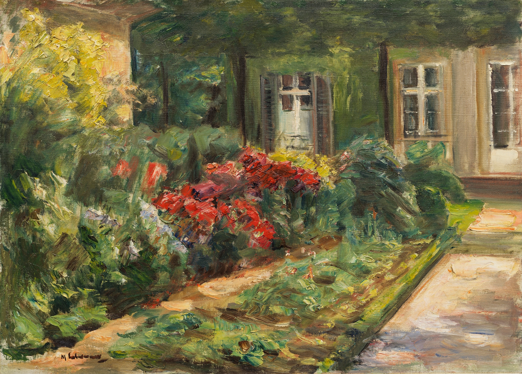 Wannseegarten – Haus mit roten Stauden, by Max Liebermann, public domain