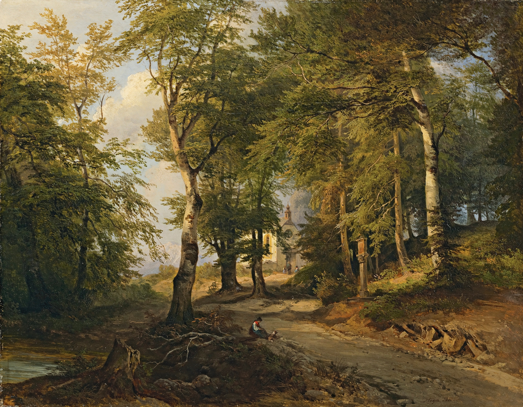 Ausi Kapelle Im Wald by Josef Höger, depicting a chapel in the forest, oil painting