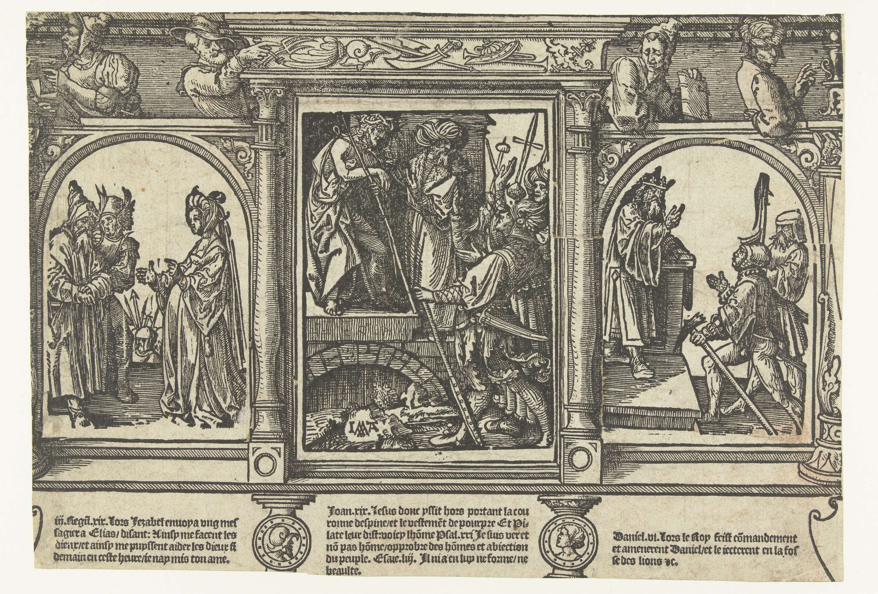 Religious scene with Christ in mockery, etching by Jacob Cornelisz van Oostsanen