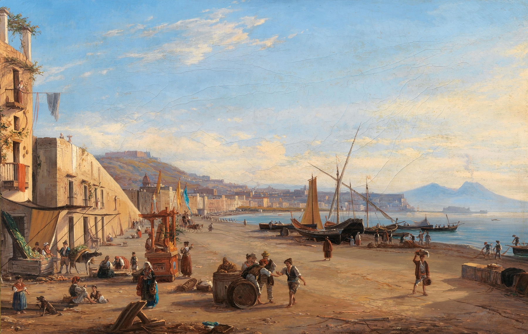 Landscape of the Riviera di Chiaia, oil on canvas by Antonie Sminck Pitloo