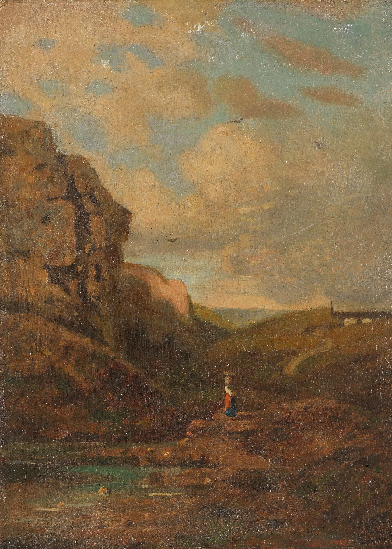 Zugeschrieben – Kleine Landschaft mit Sennerin, by Carl Spitzweg, public domain