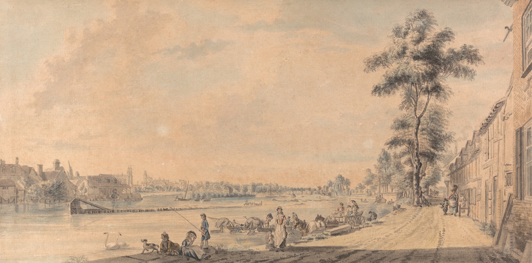 Eton College from the South, by Paul Sandby, public domain