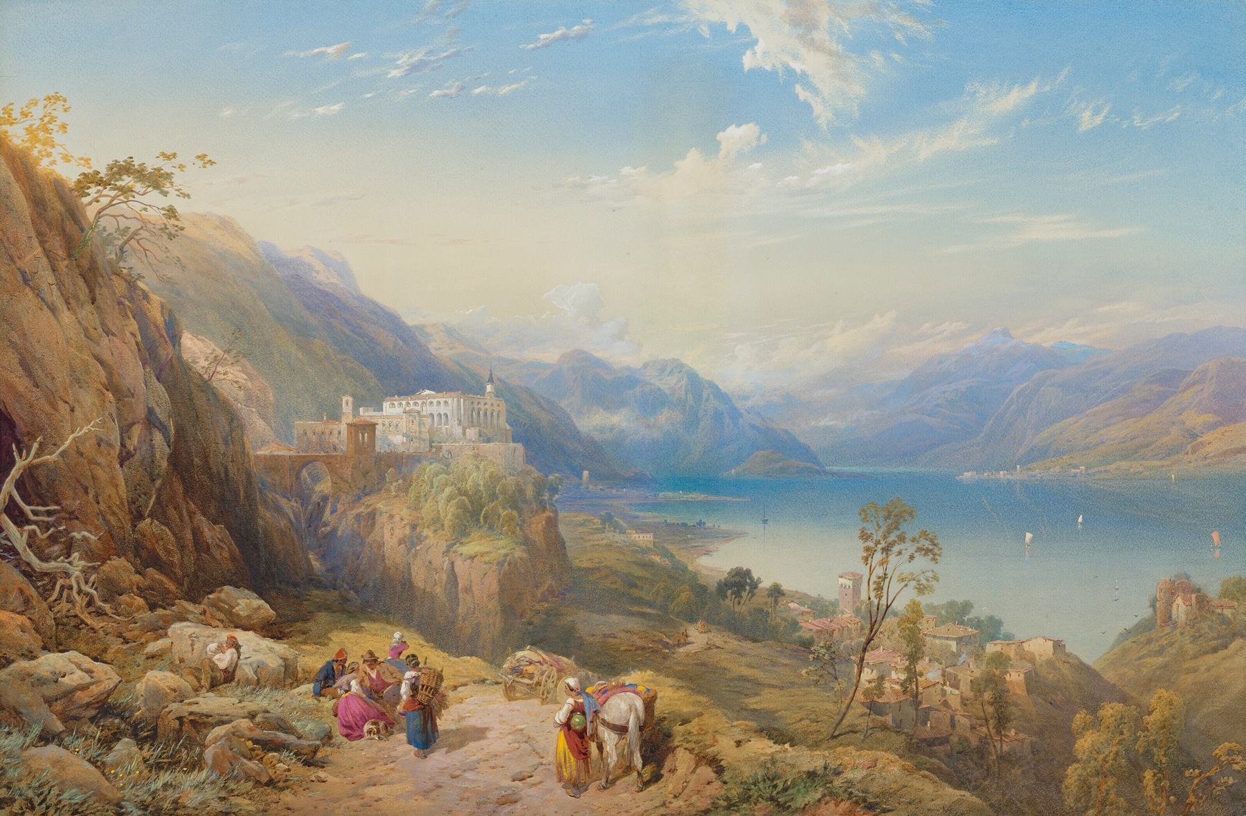The Convent of Madonna del Sasso, Lago Maggiore, Italy, by Thomas Miles Richardson, oil painting