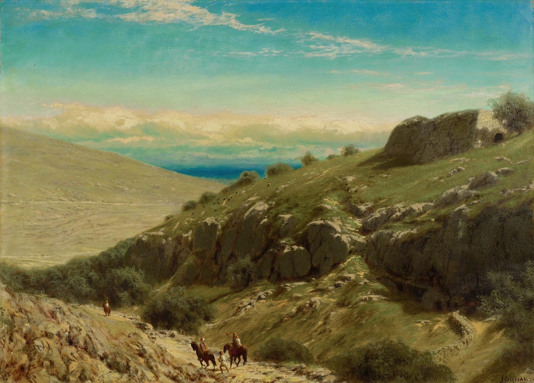 Landscape of Palestine by James Fairman, depicting gentle hills under a twilight sky.
