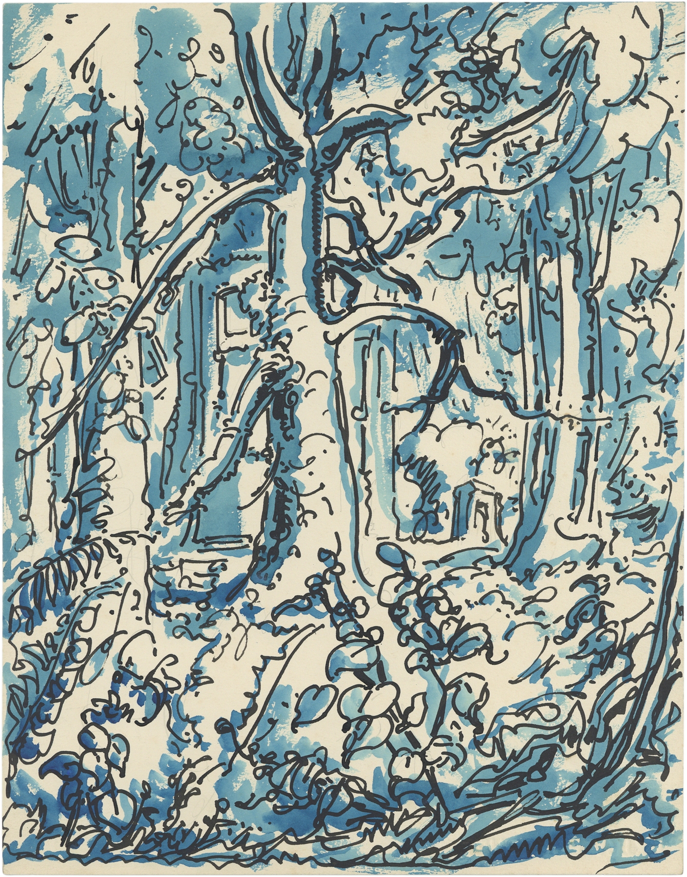 Bos met ruïne, by Alfred Ost, public domain