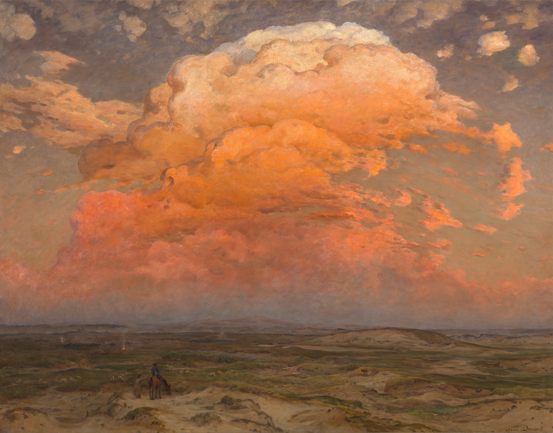 The Cloud by Adrien-Louis Demont, oil on canvas depicting swirling clouds