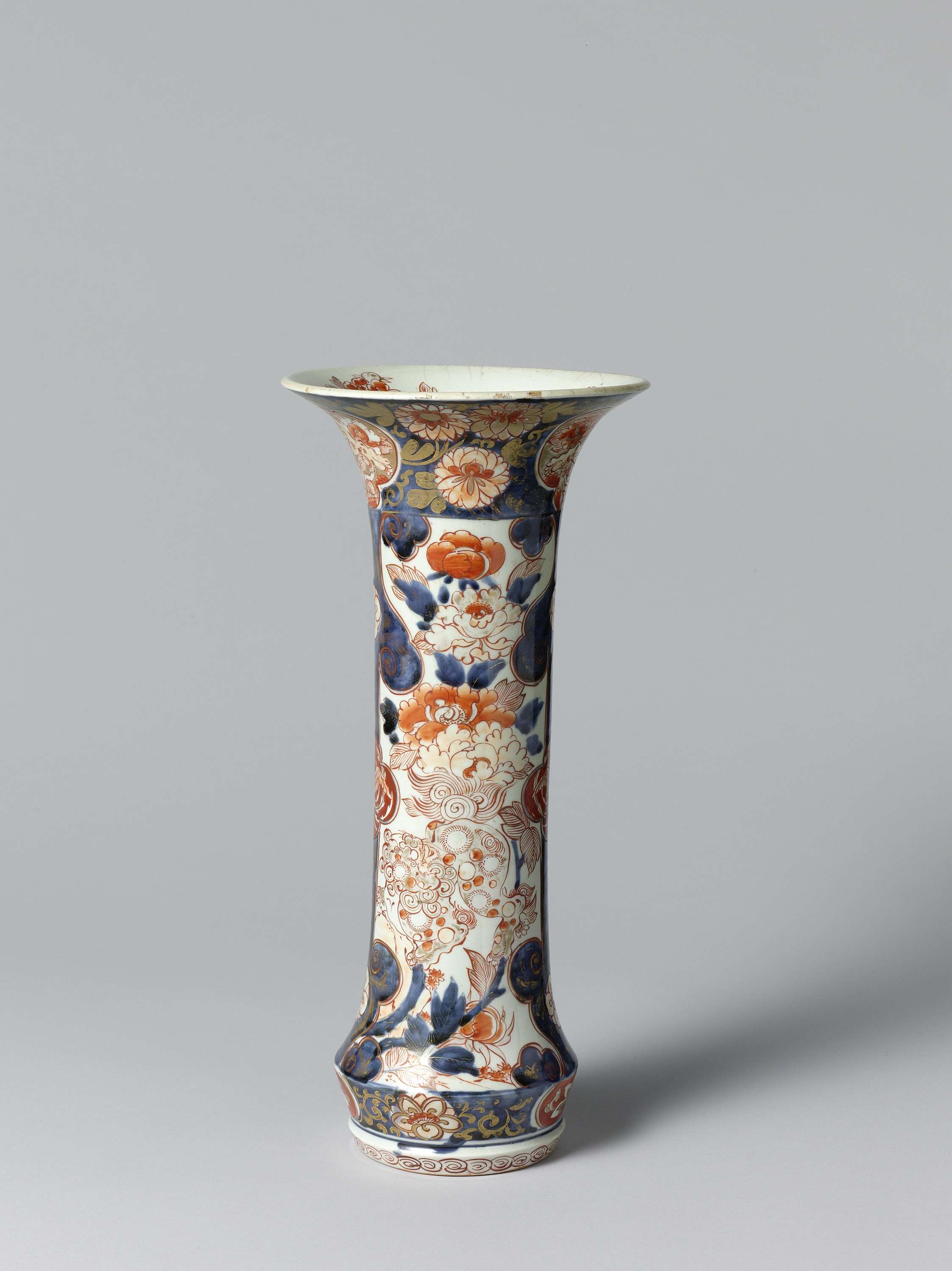 Beaker vase with shishi and floral scrolls, unknown artist