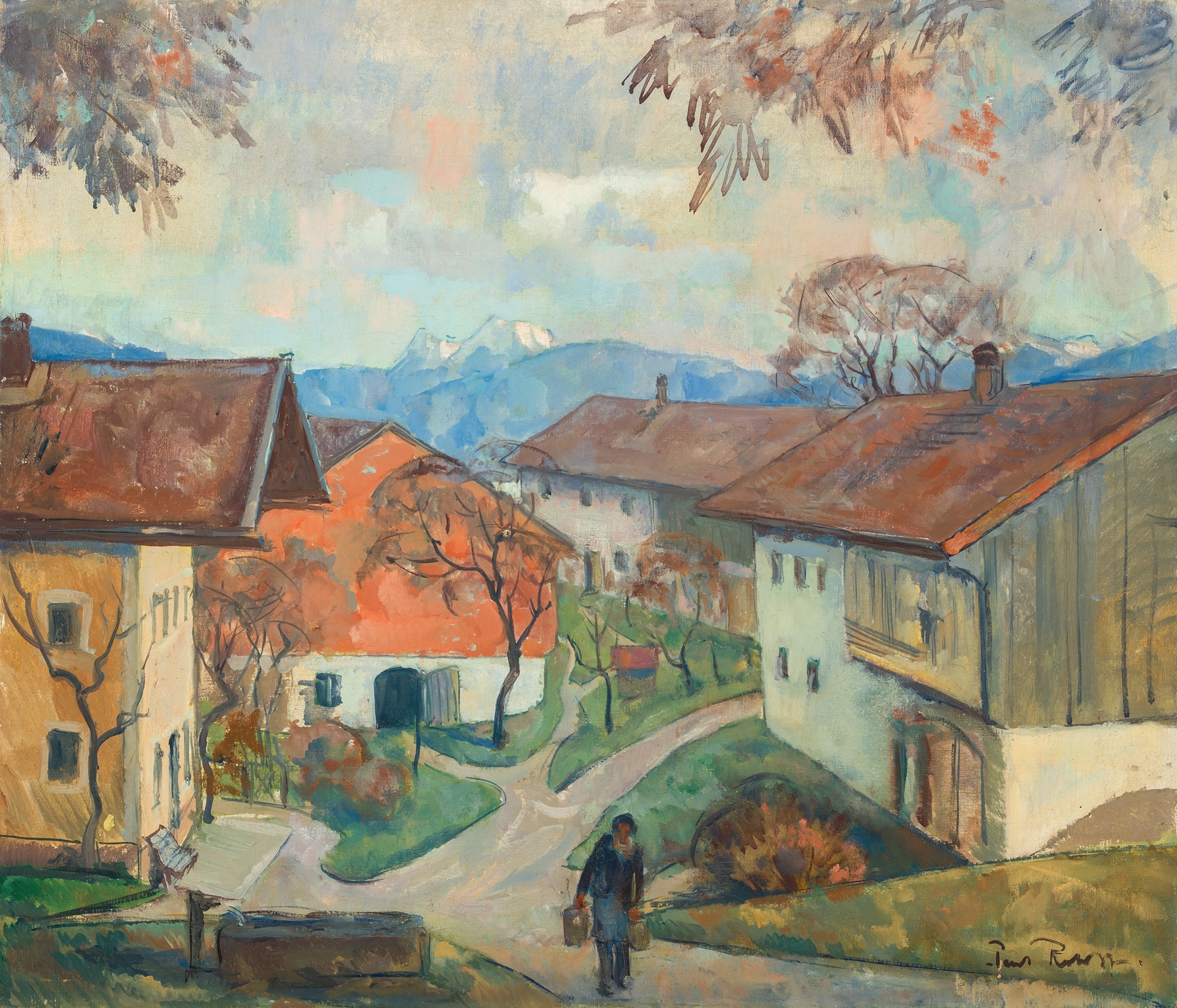 Rimsting am Chiemsee by Paul Roloff, an impressionist oil painting depicting a tranquil lake.