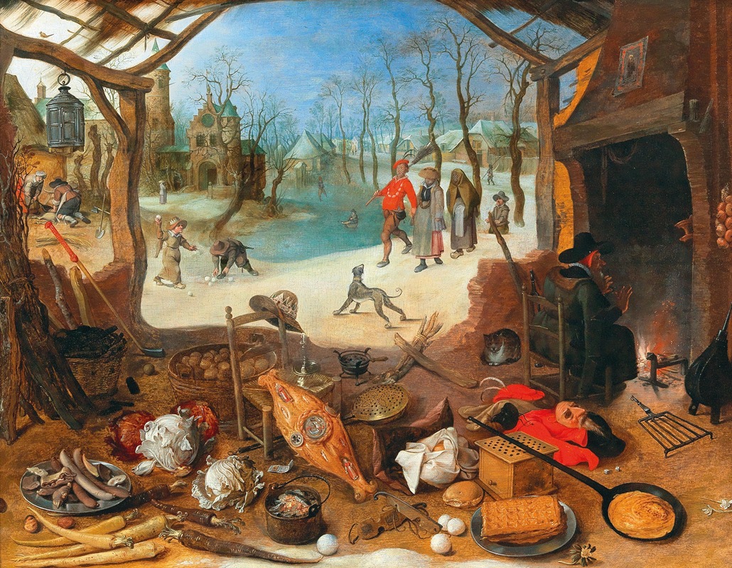 An Allegory of Winter by Sebastian Vrancx depicts a winter scene filled with figures and symbolism.