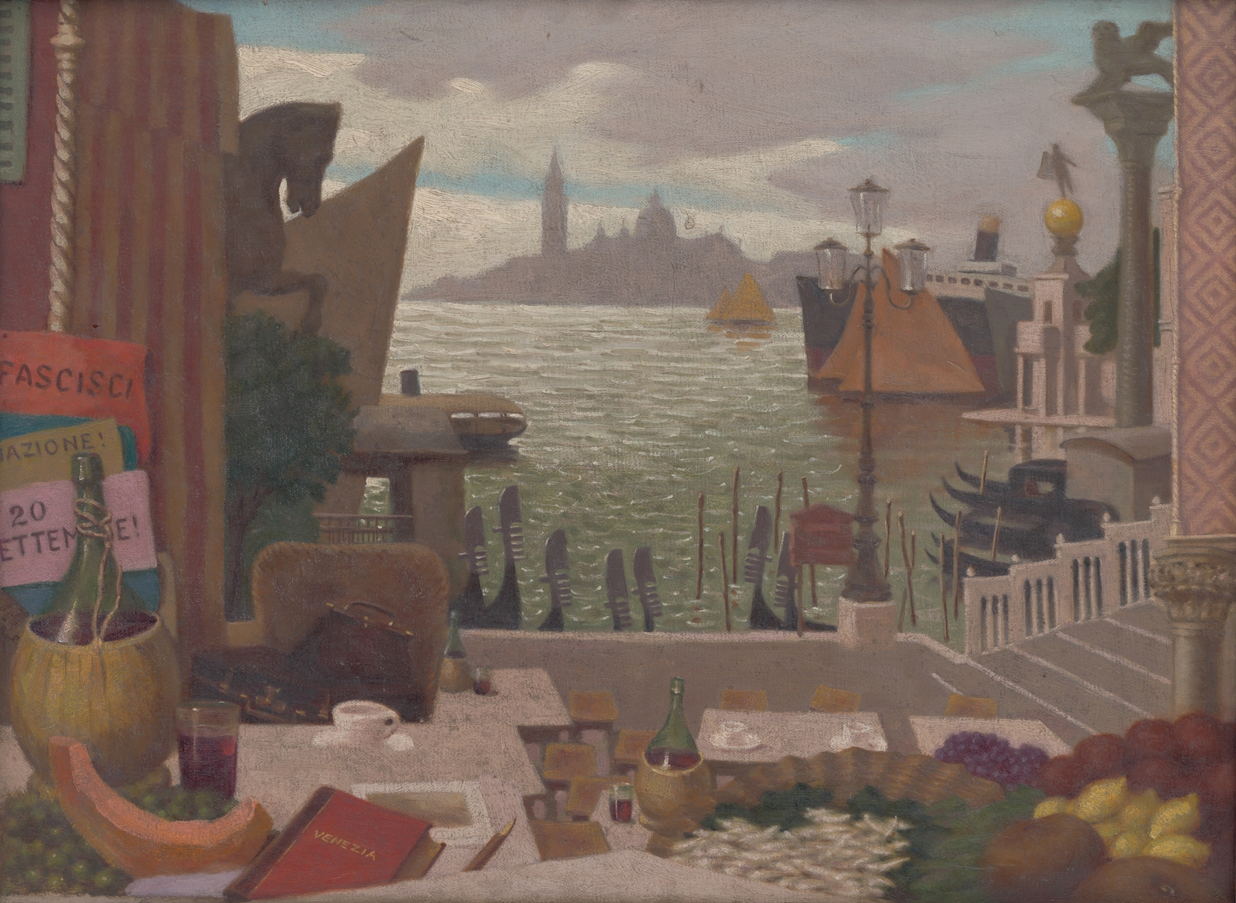 Memories Of Venice, oil on canvas by Milan Thomka Mitrovský, depicting a serene landscape at dusk.