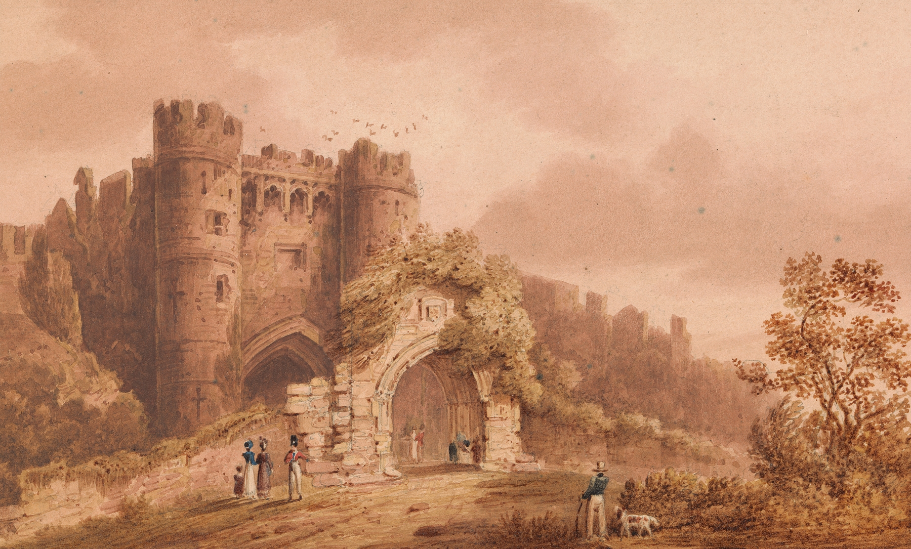 Carisbrook Castle, Isle of Wight, oil on canvas by Frederick Calvert