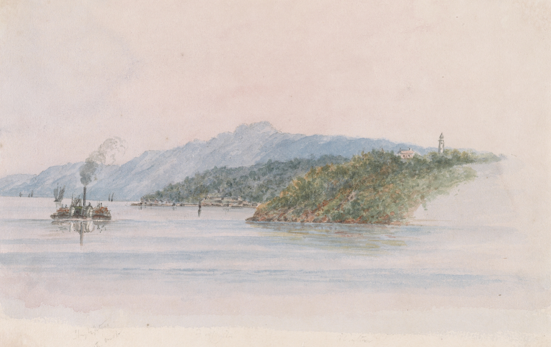 Landscape depicting Stony Point near Gibraltar, Hudson River by Michael Seymour