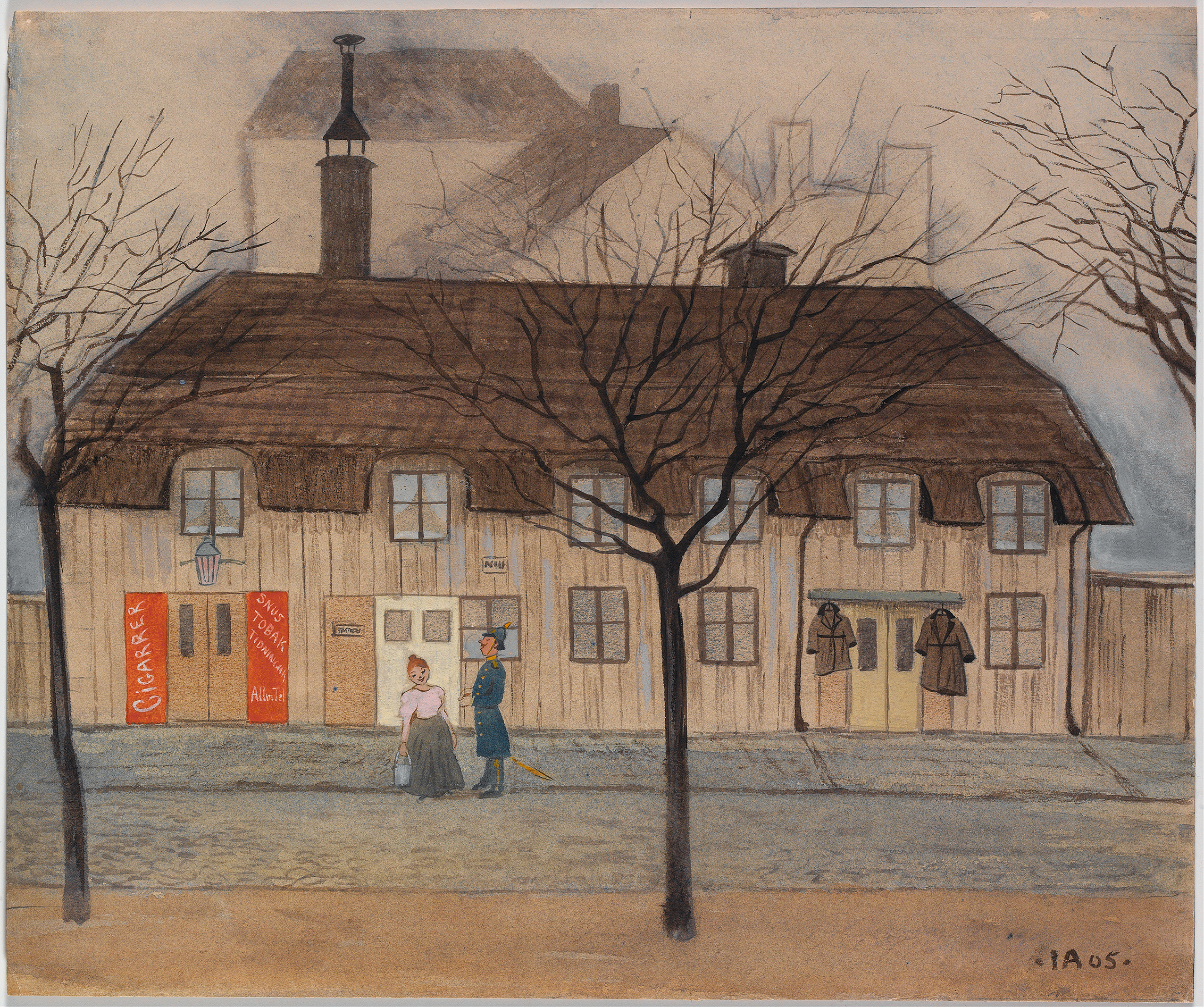 Servant-Girl and Policeman, oil on canvas by Ivar Arosenius