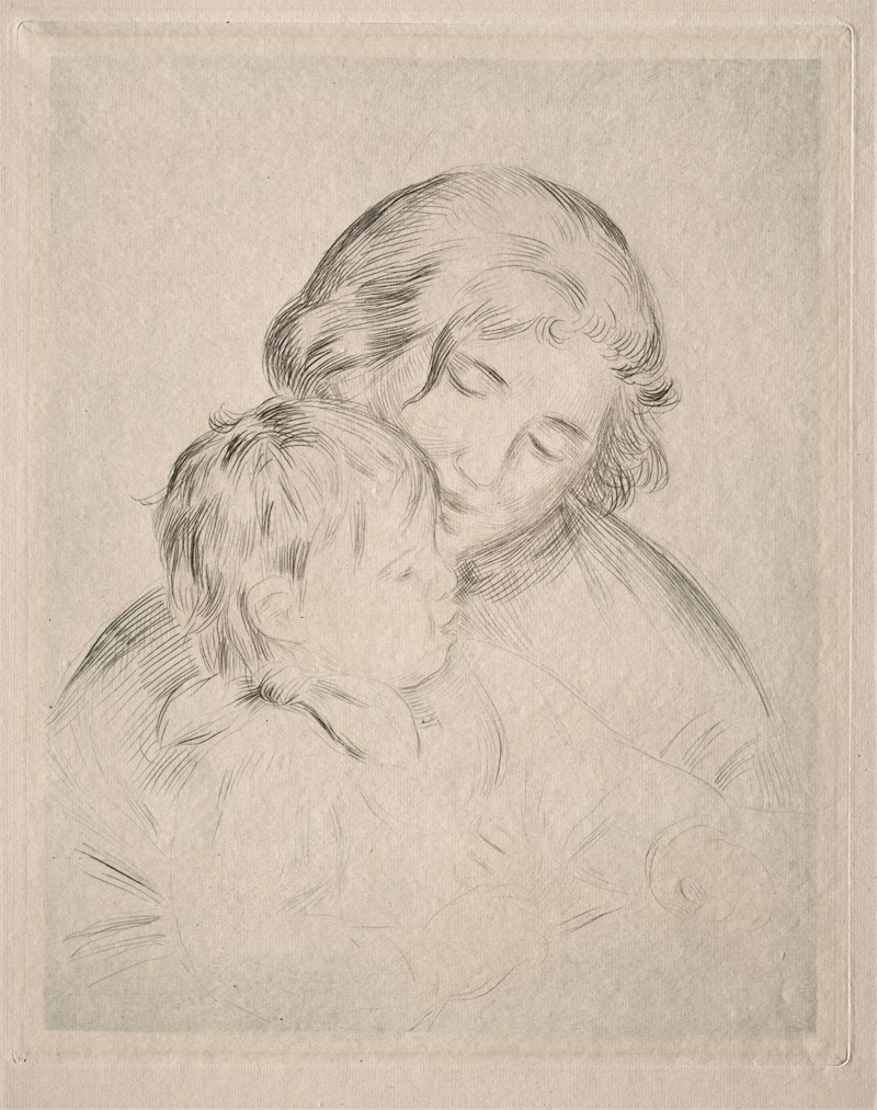 A tender depiction of a mother holding her child by Renoir.