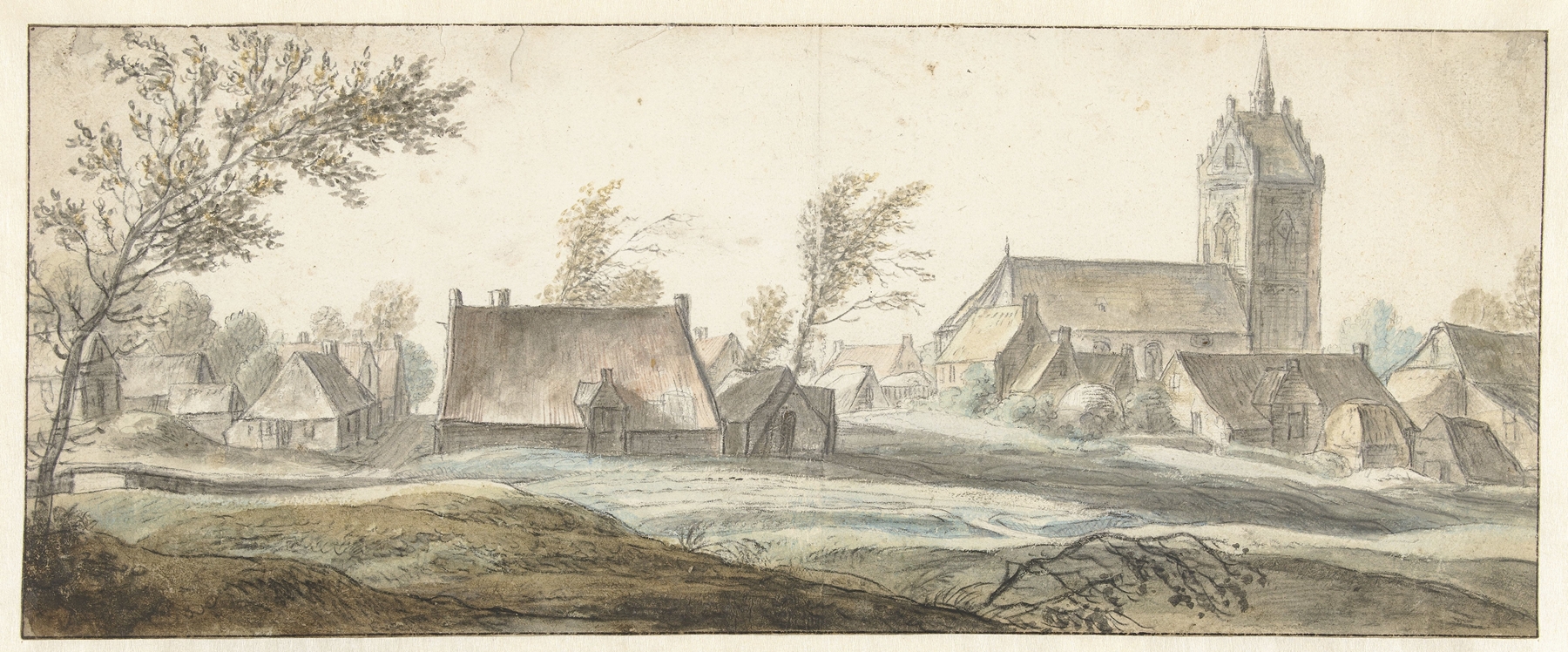 Landscape depicting the village of Soest by Antonie Waterloo, oil painting