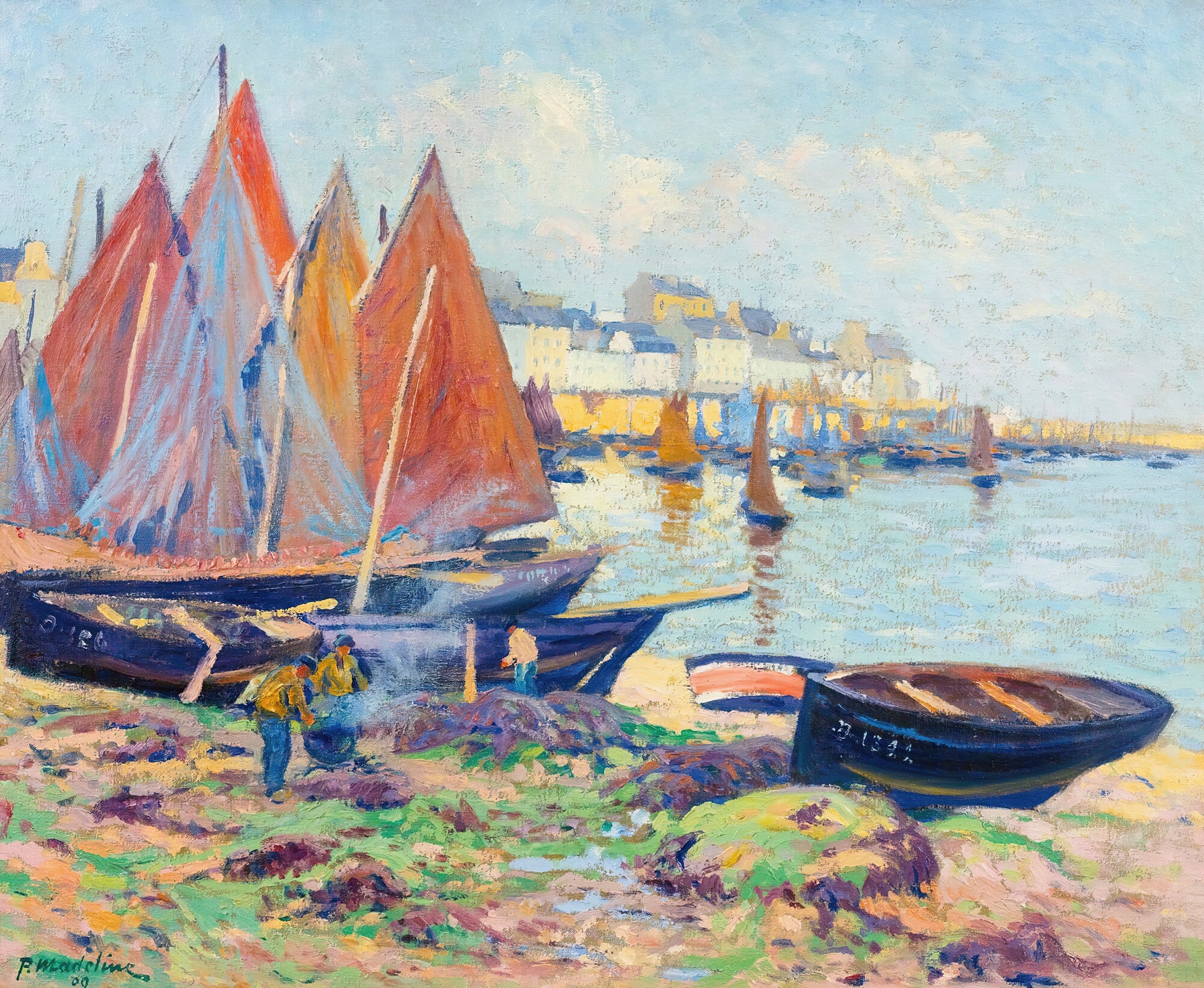 Impressionist painting by Paul Madeline depicting boats on a river