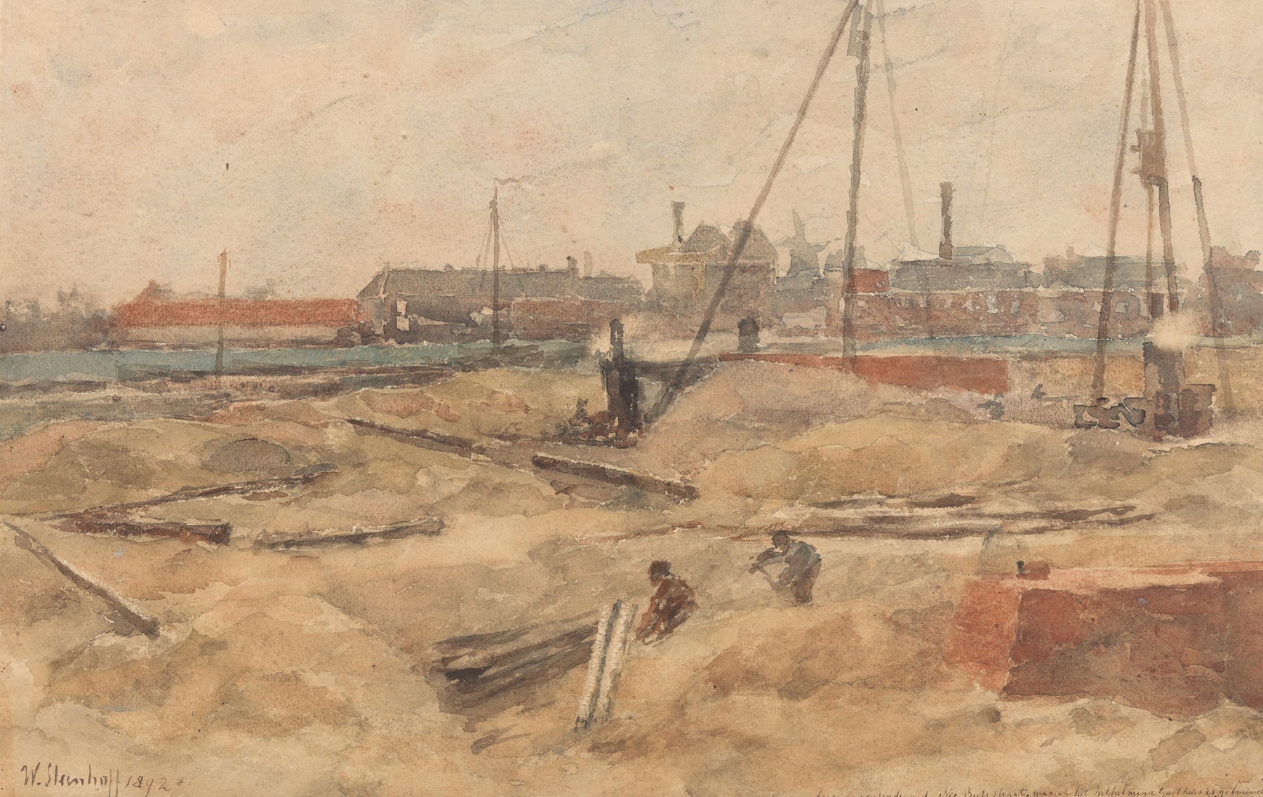 Bouwterrein bij het Wilhelmina Gasthuis, by Wilhelmus Johannes Steenhoff, public domain