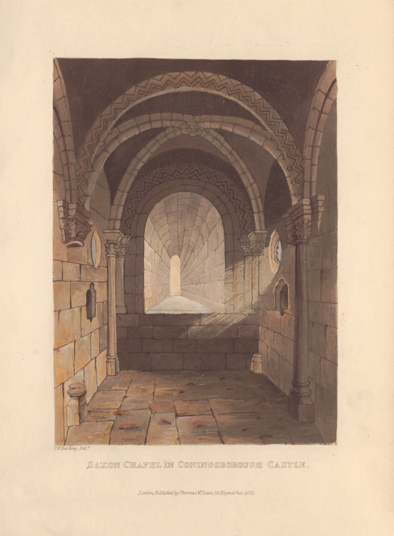 Saxon Chapel in Coningsborough Castle, watercolor on paper by Theodore Henry Adolphus Fielding