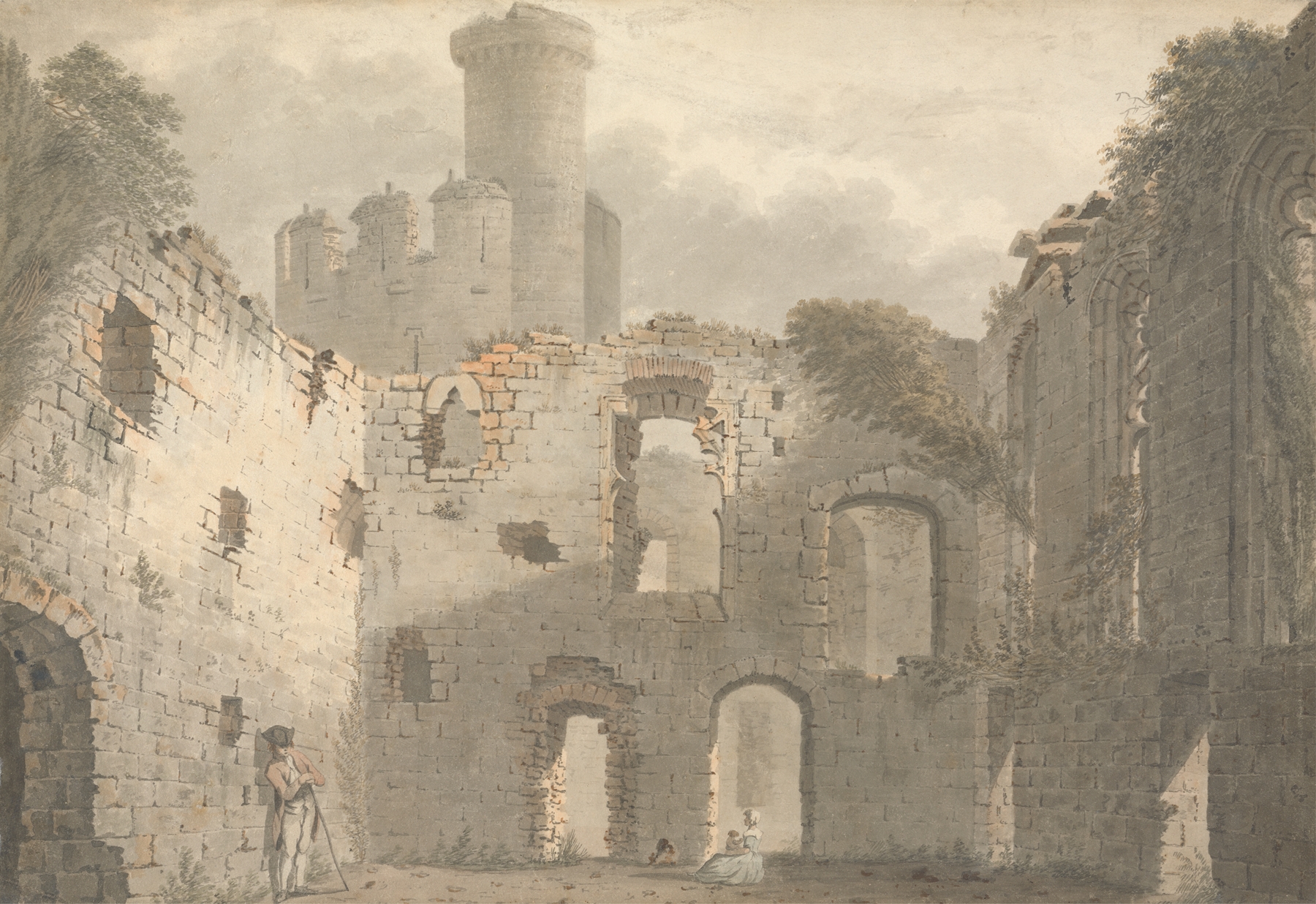 Interior view of Conway Castle by John Roe of Warwick, oil painting