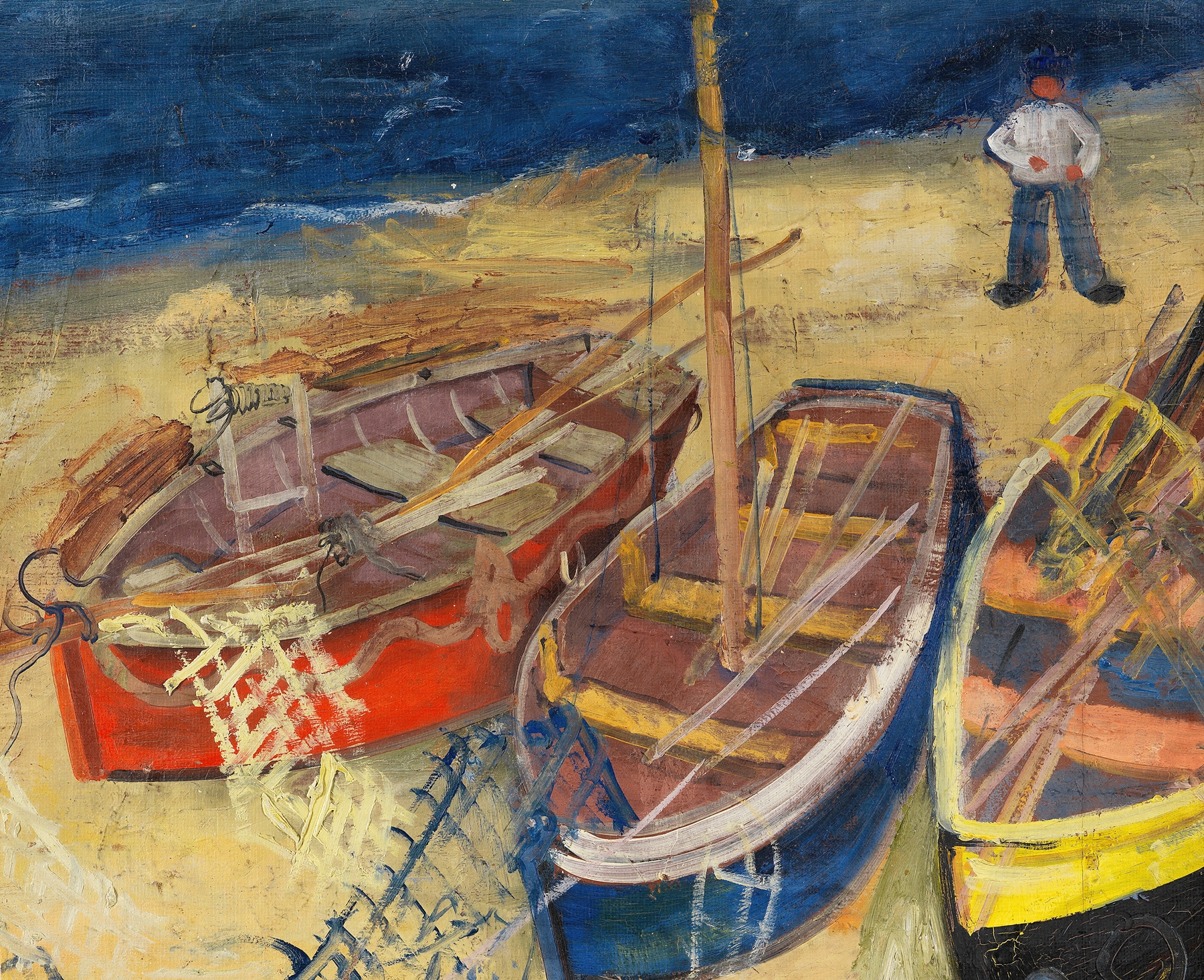 Fischerboote am Strand, by Felix Nussbaum, public domain