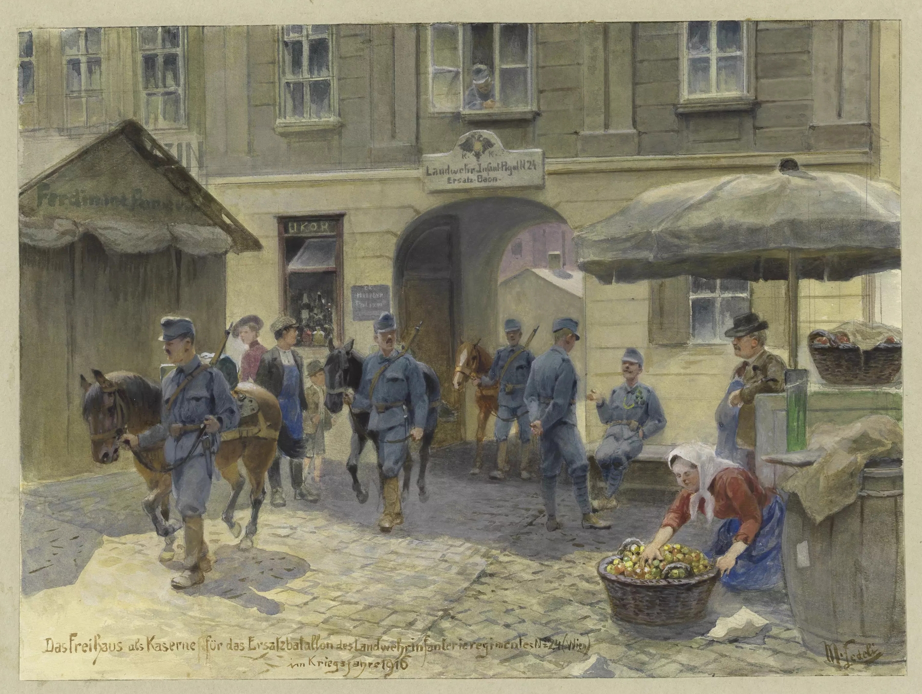 Architecture of Das Freihaus als Kaserne für das Ersatzbatallon by Moritz Ledeli, 1916