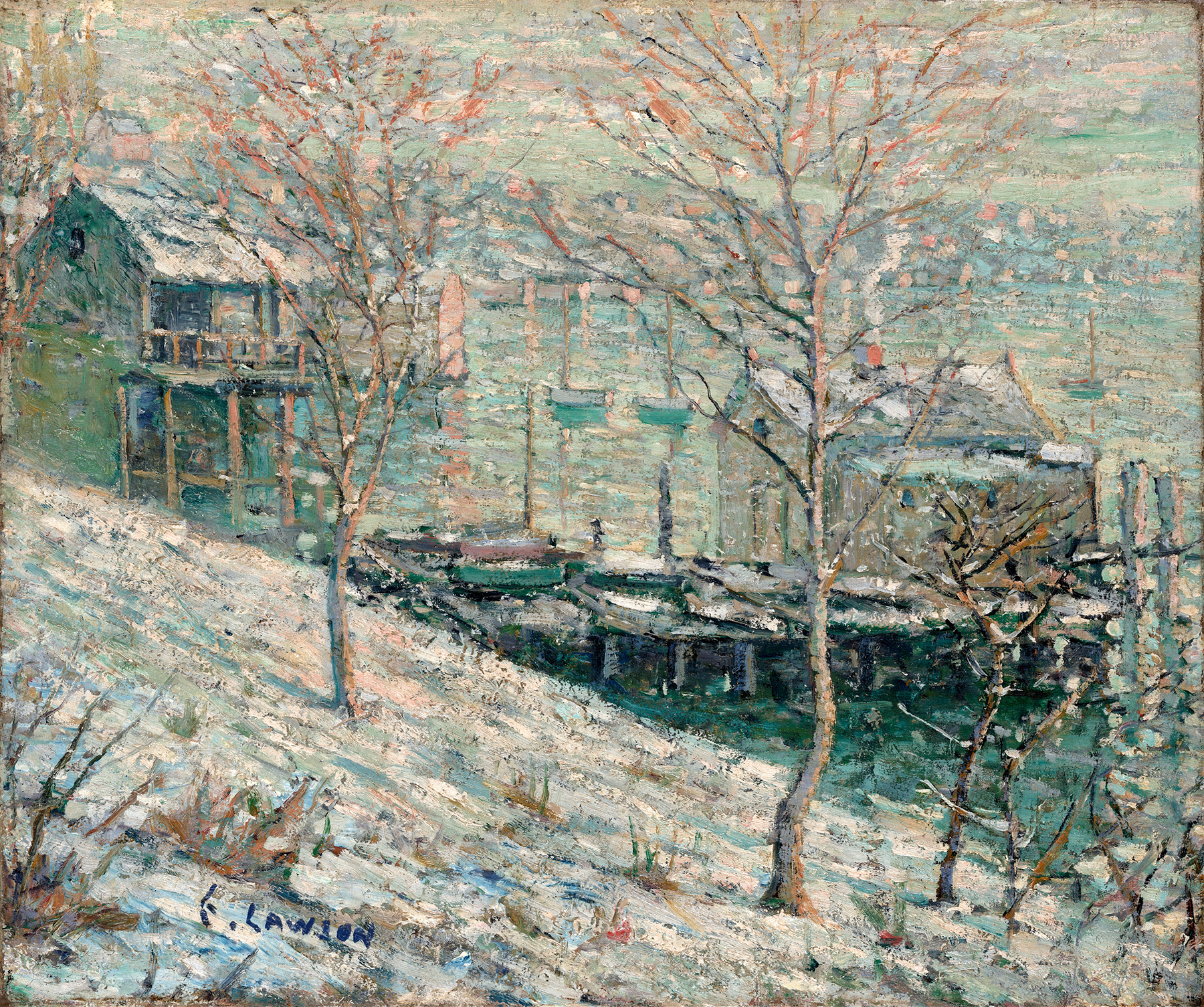 Harlem River Winter Scene, by Ernest Lawson, public domain