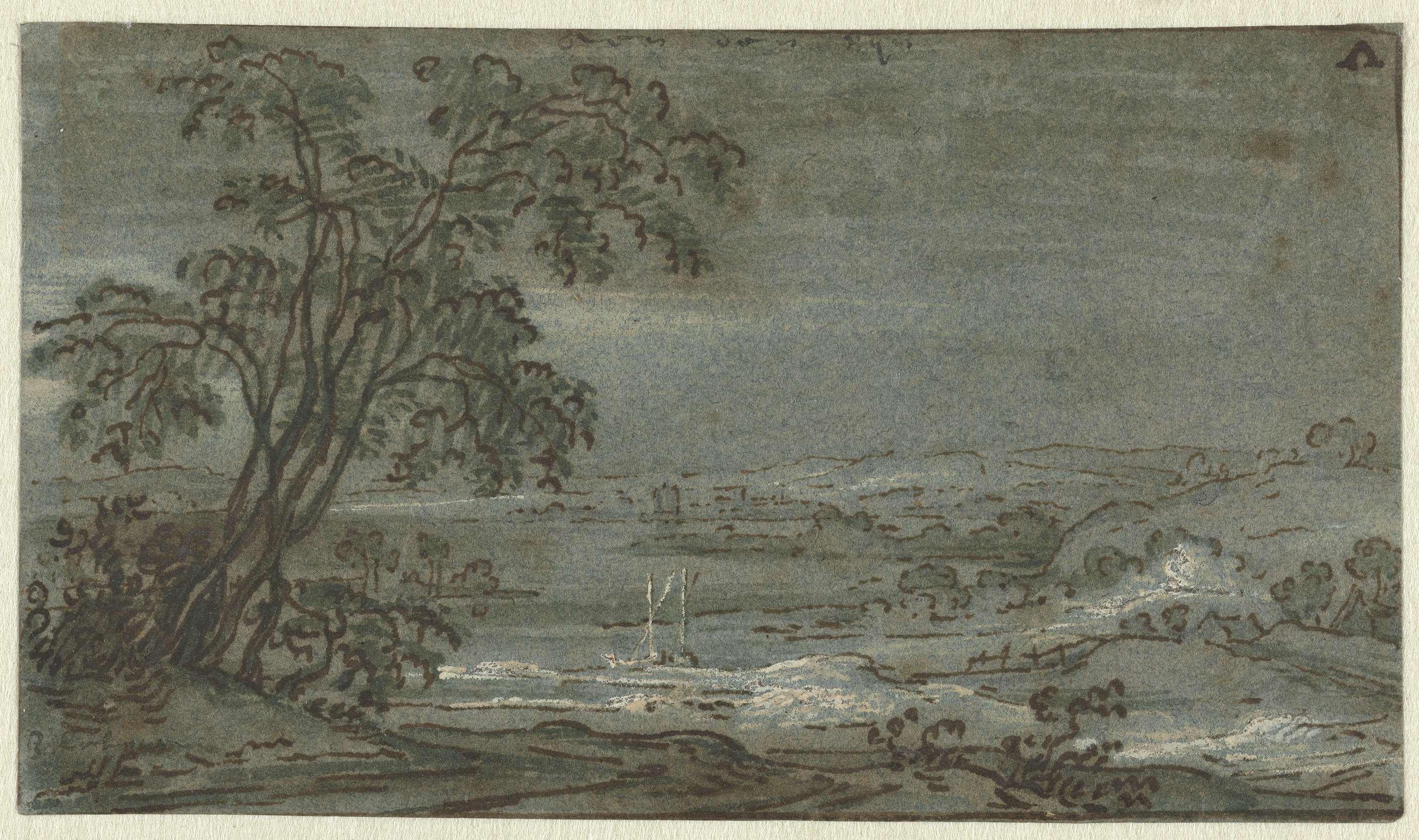 Landscape with river bend, oil painting by Jacob Colijn
