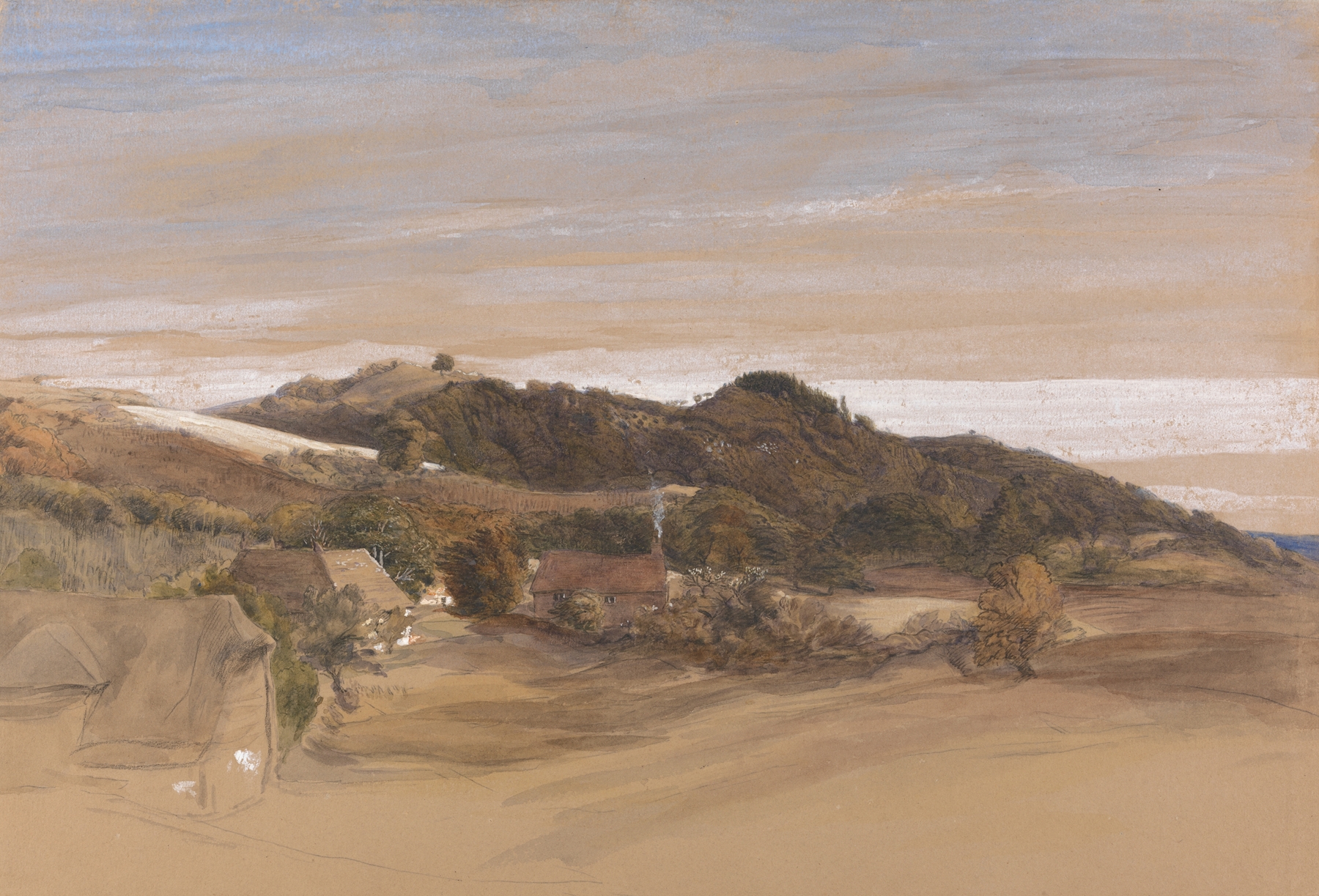 Underriver Hills, near Sevenoaks, Kent, from the Grounds of J. Herries, Esq., by Samuel Palmer, public domain